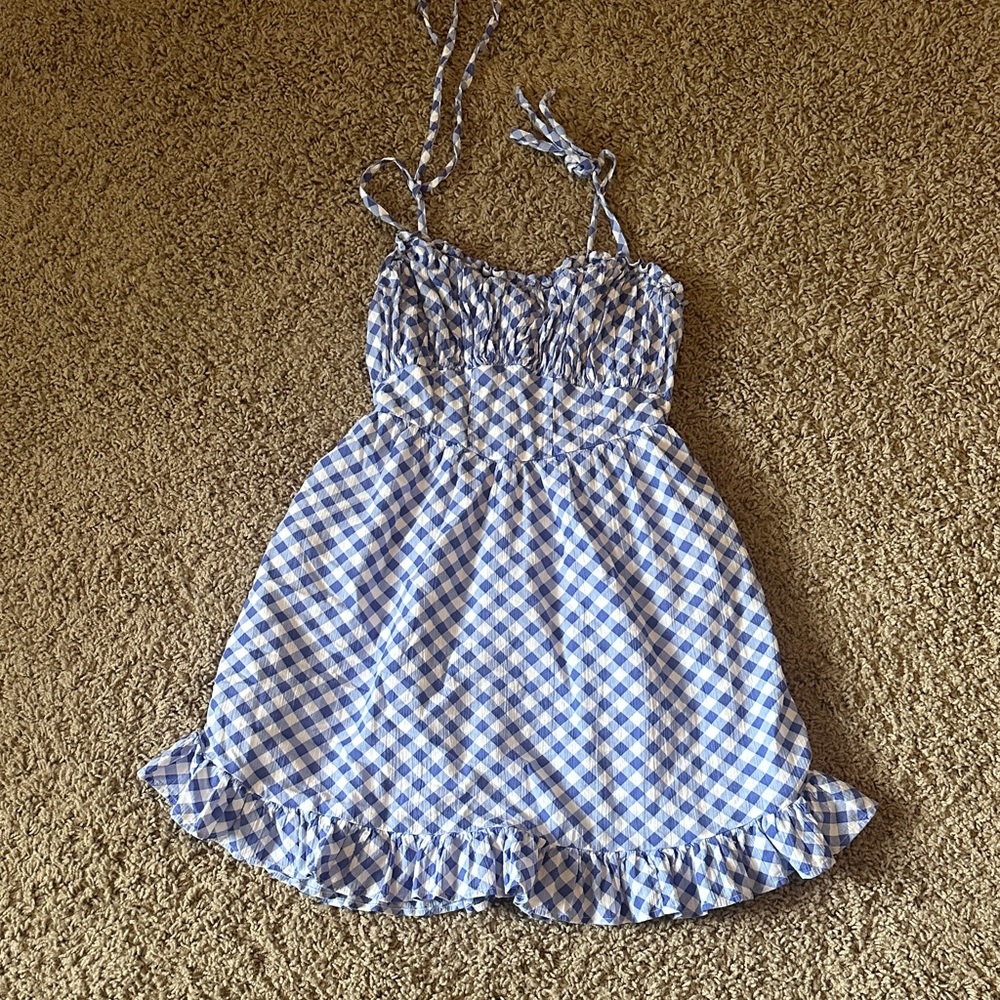 Aerie Blue and White Gingham Dress